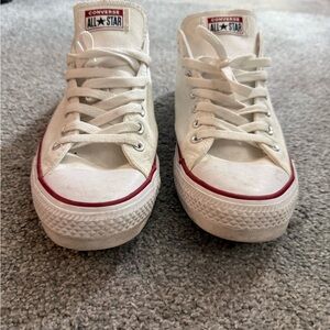 Converse Kids White Canvas Low-Top Sneakers with Red Trim